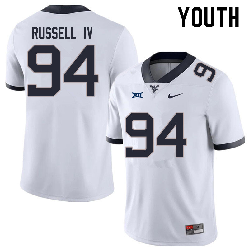 Youth #94 Hammond Russell IV West Virginia Mountaineers College Football Jerseys Sale-White - Click Image to Close